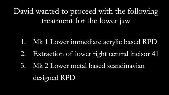 Newsletter 54 case presentation upper complete denture and lower Scandinavian designed hygienic partial denture for David