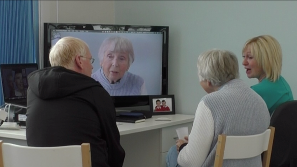 Figure 95 Patient verified mock up, using video trial insertion, still photographs and mirror - along with partner and Claire (dental nurse)