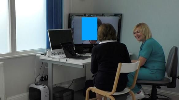 Mary watches her video (with the sound turned off) whilst talking, smiling and communicating with the denture try in – in place. I have found the use of video to be very helpful in gaining patient acceptance. Claire does this part.