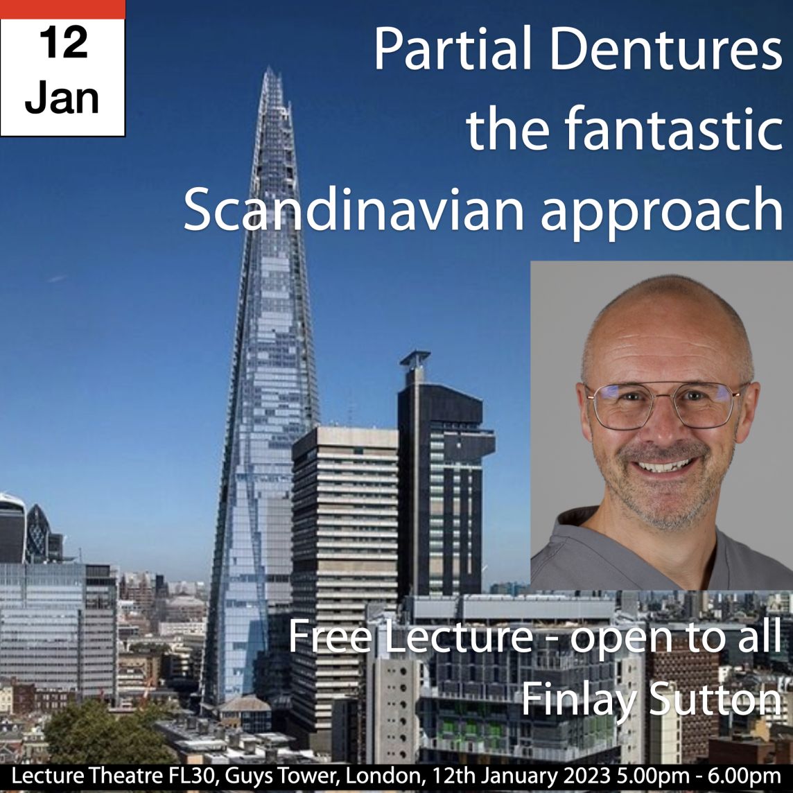 ***Free London Lecture*** Evening lecture on Thursday 12th January 2023 for King's College London Dental Society